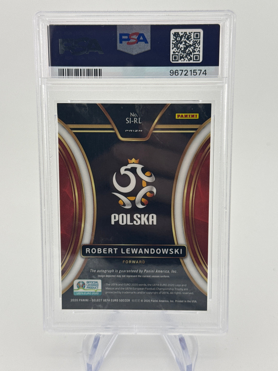 Robert Lewandowski 2020 Panini Select Euro 2020 Silver Auto, PSA 10 Gem Mint