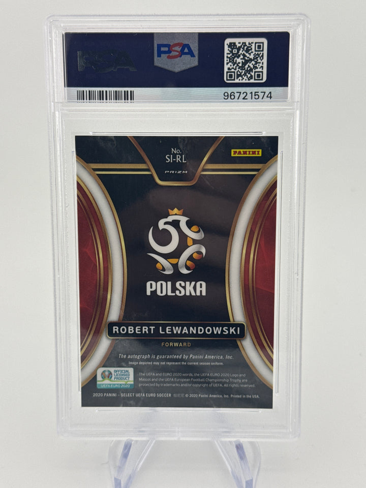 Robert Lewandowski 2020 Panini Select Euro 2020 Silver Auto, PSA 10 Gem Mint