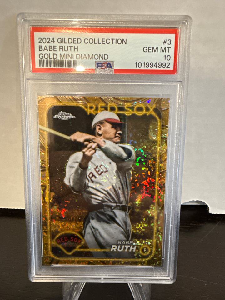 Babe Ruth 2024 Topps Gilded Collection Gold Mini Diamond, 42/50, PSA 10 Gem Mint