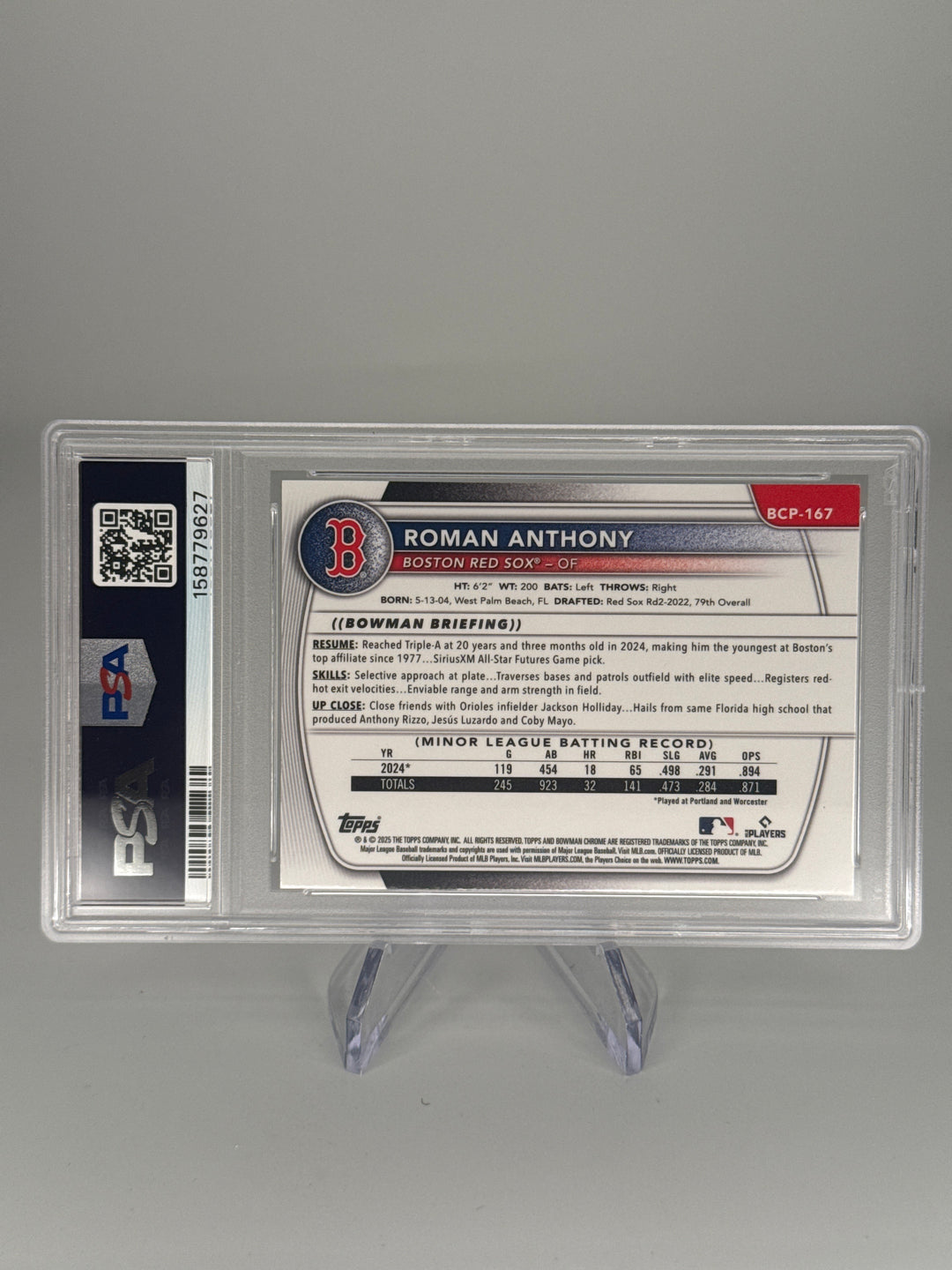 Roman Anthony 2025 Bowman Chrome Mega Box Prospect, PSA 10 Gem Mint