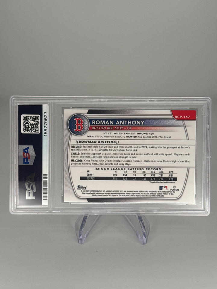 Roman Anthony 2025 Bowman Chrome Mega Box Prospect, PSA 10 Gem Mint