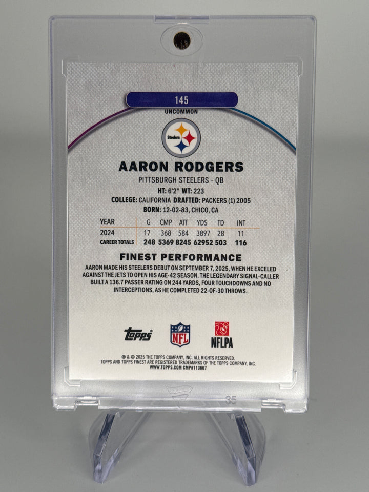 Aaron Rodgers 2025 Topps Finest Black Geometric Refractor, 04/15