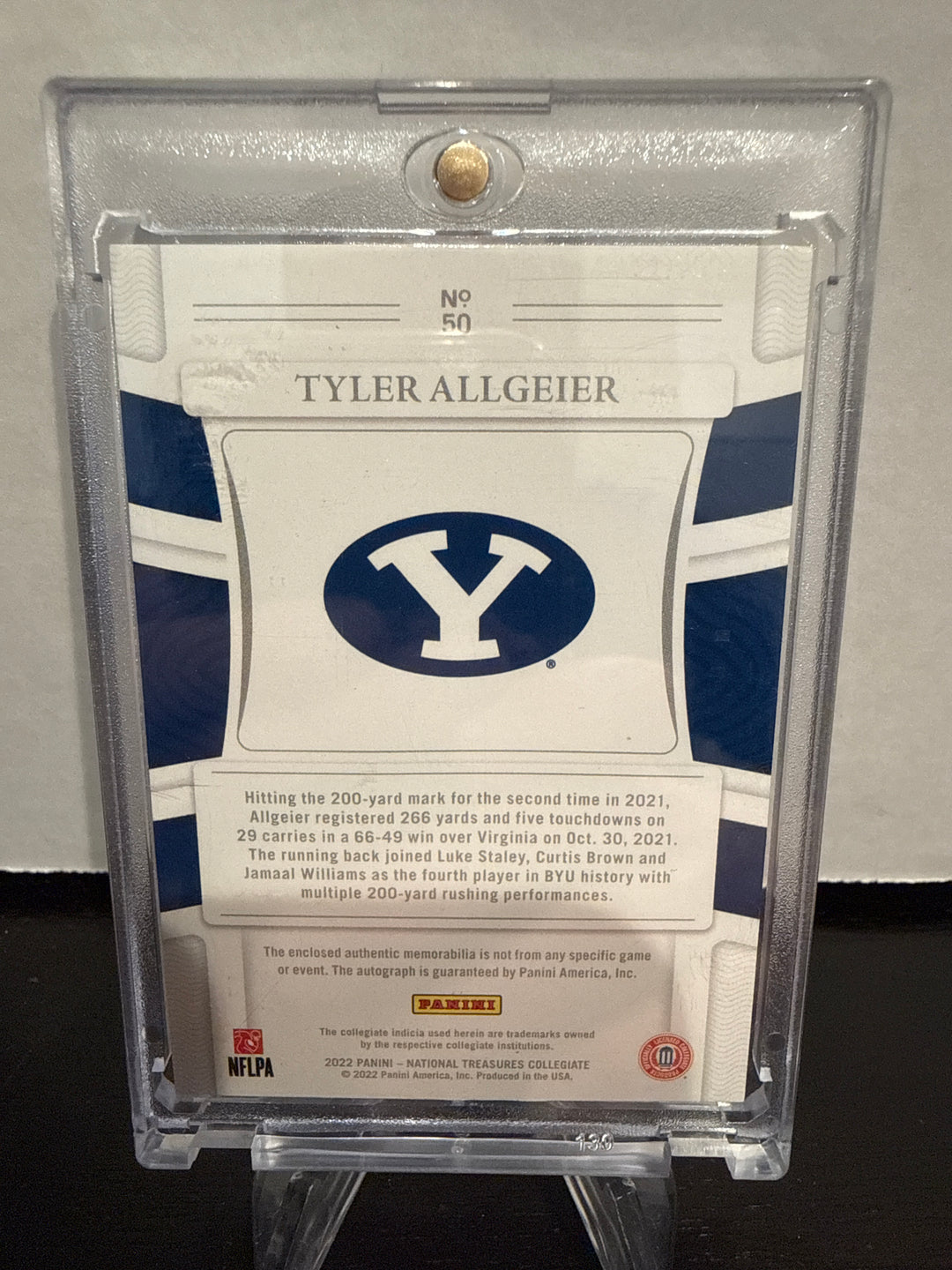 Tyler Allgeier 2022 Panini National Treasures Collegiate Rookie Patch Auto, 49/49