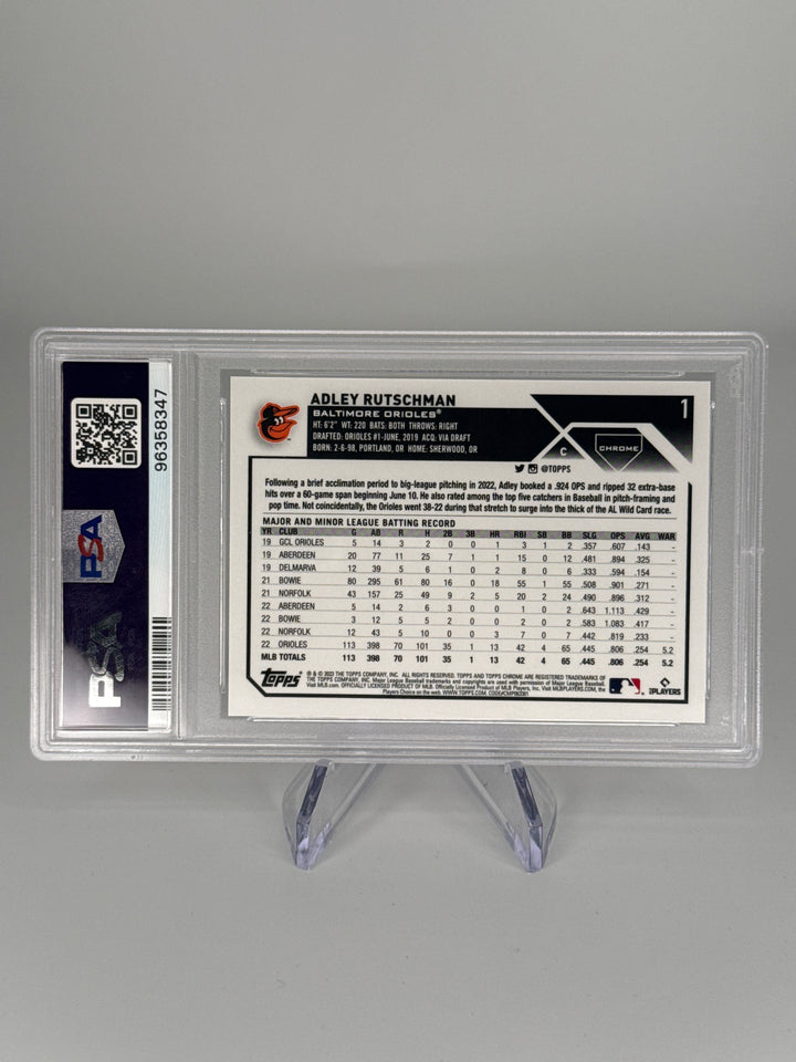 Adley Rutschman 2023 Topps Chrome Logofractor SP Rookie, PSA 10 Gem Mint