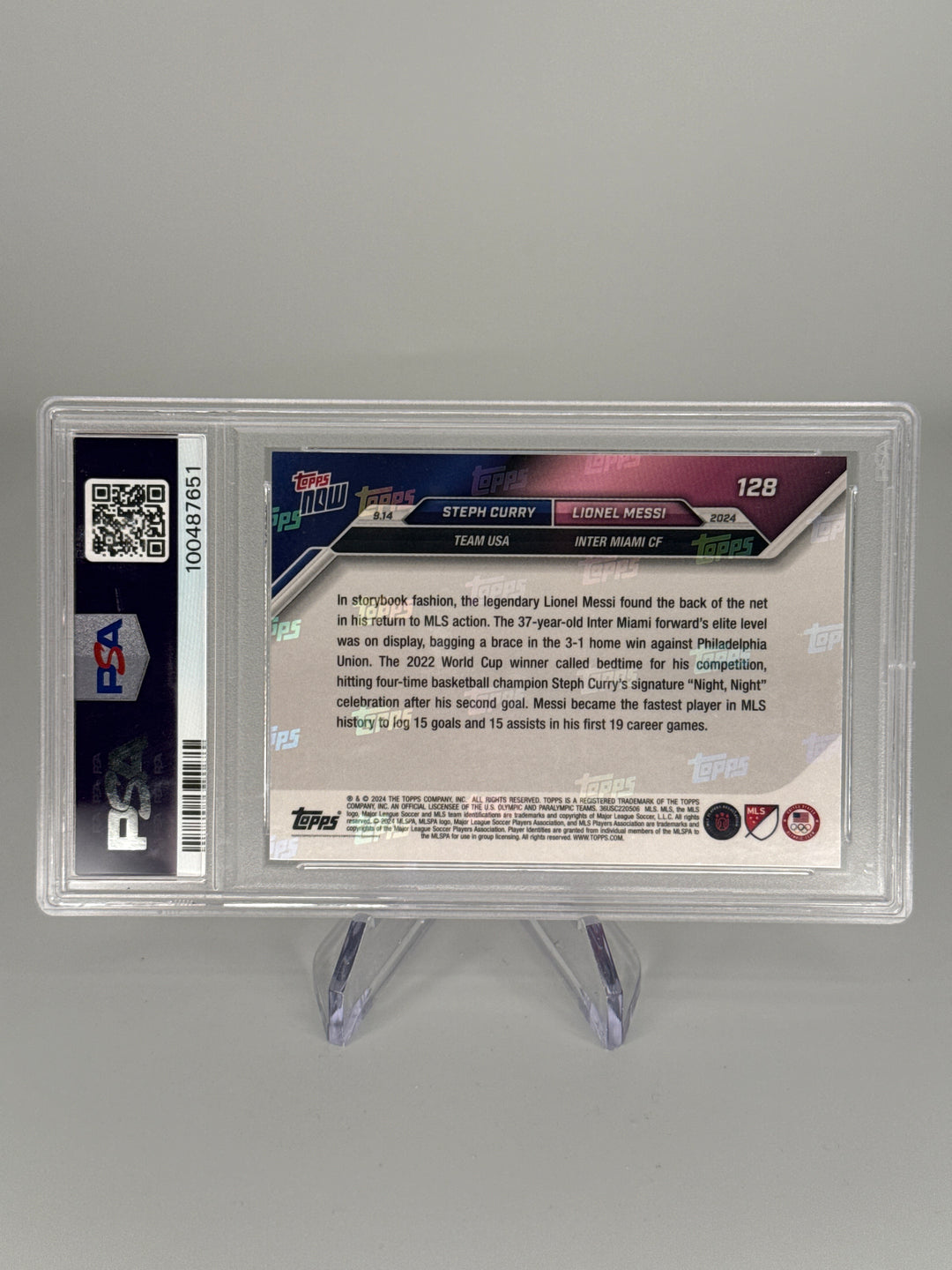 Stephen Curry/Lionel Messi 2024 Topps Now, PSA 9 Mint