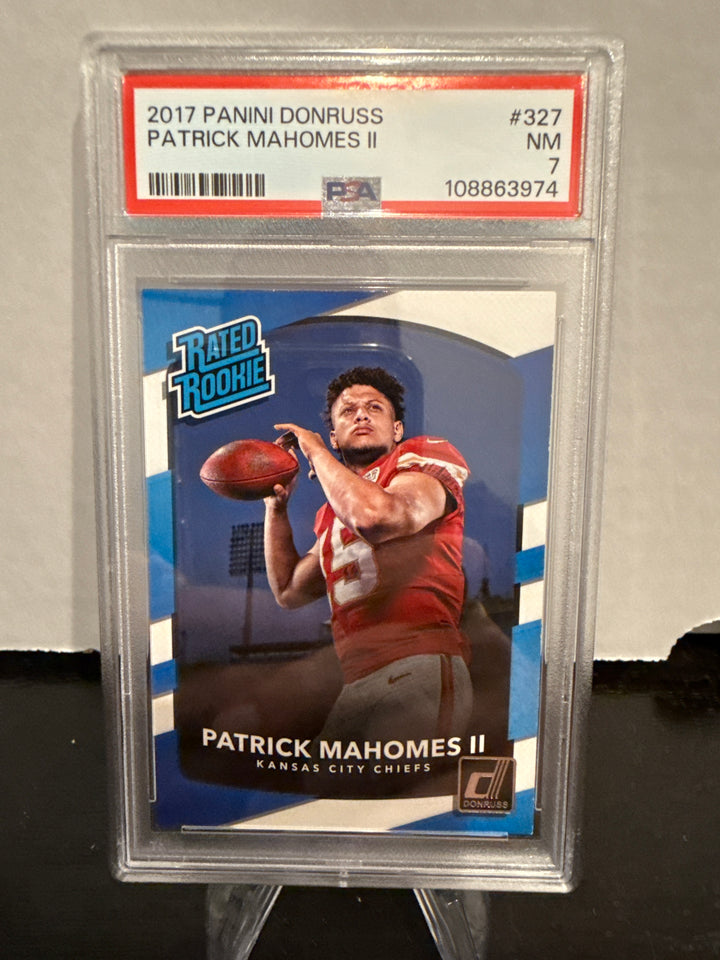 Patrick Mahomes 2017 Panini Donruss Rated Rookie, PSA 7