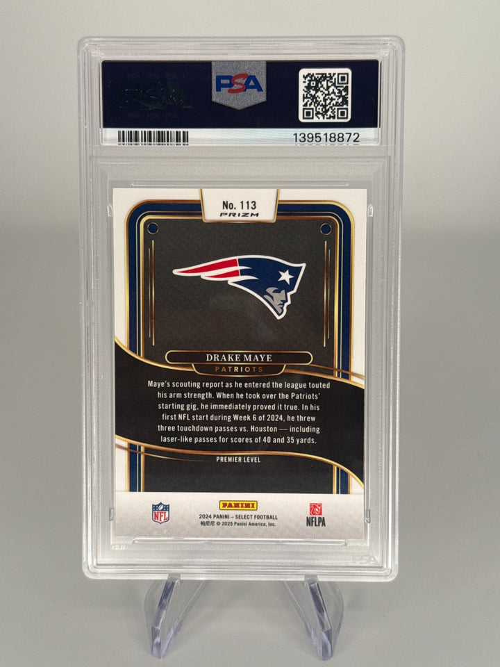Drake Maye 2024 Panini Select Silver Premier Level Rookie, PSA 10 Gem Mint