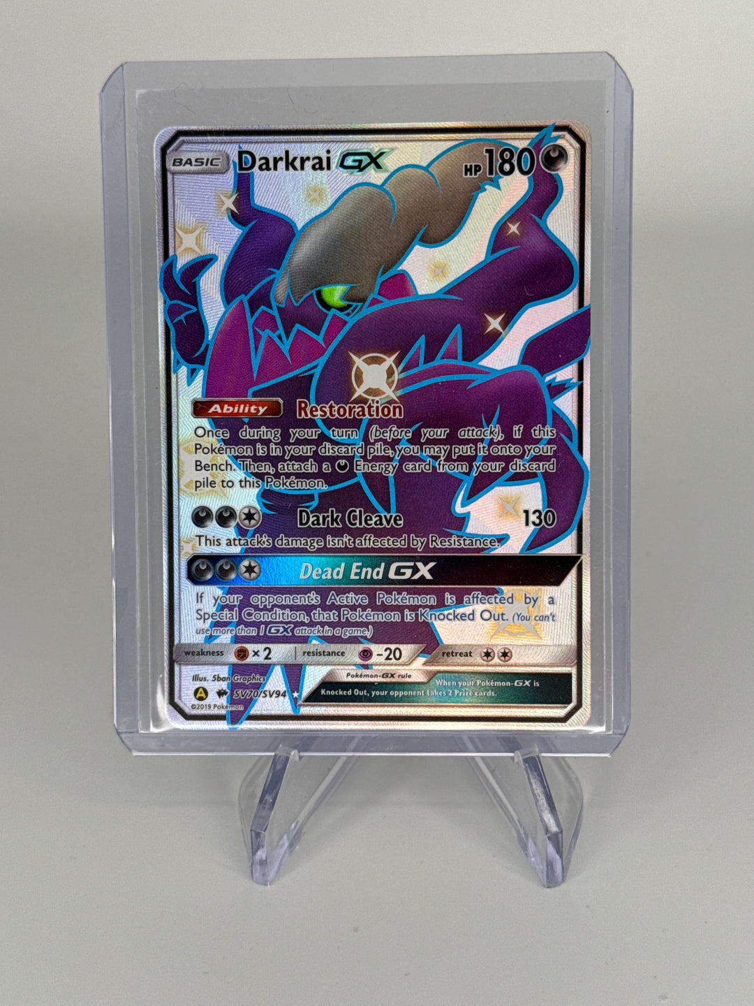 Pokémon TCG 2019 Darkrai GX Hidden Fates Full Art Holofoil, SV70/SV94