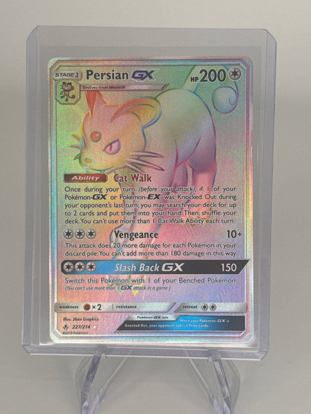 Pokemon TCG 2019 Persian GX Sun & Moon Unbroken Bonds, 227/214