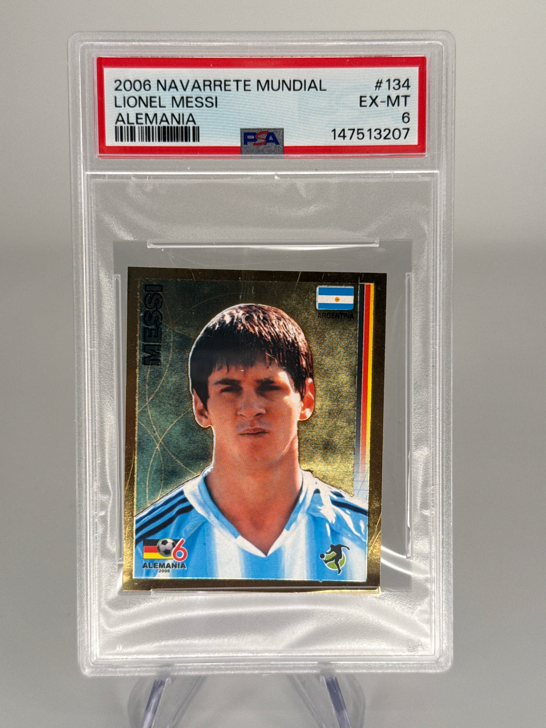 Lionel Messi 2006 Navarrete Mundial Alemania, 2006 World Cup Sticker, PSA 6
