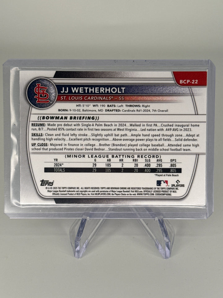JJ Wetherholt 2025 Bowman Chrome Mega Box Pink Mojo First, 122/199