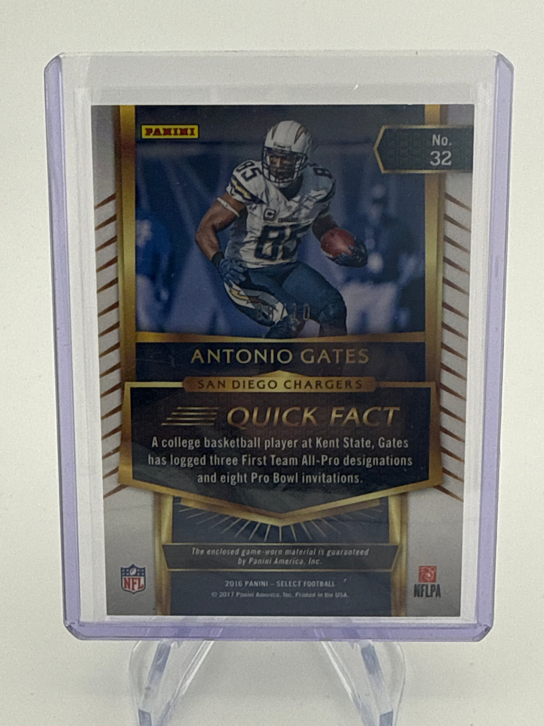 Antonio Gates 2016 Panini Select Gold Relic, 08/10