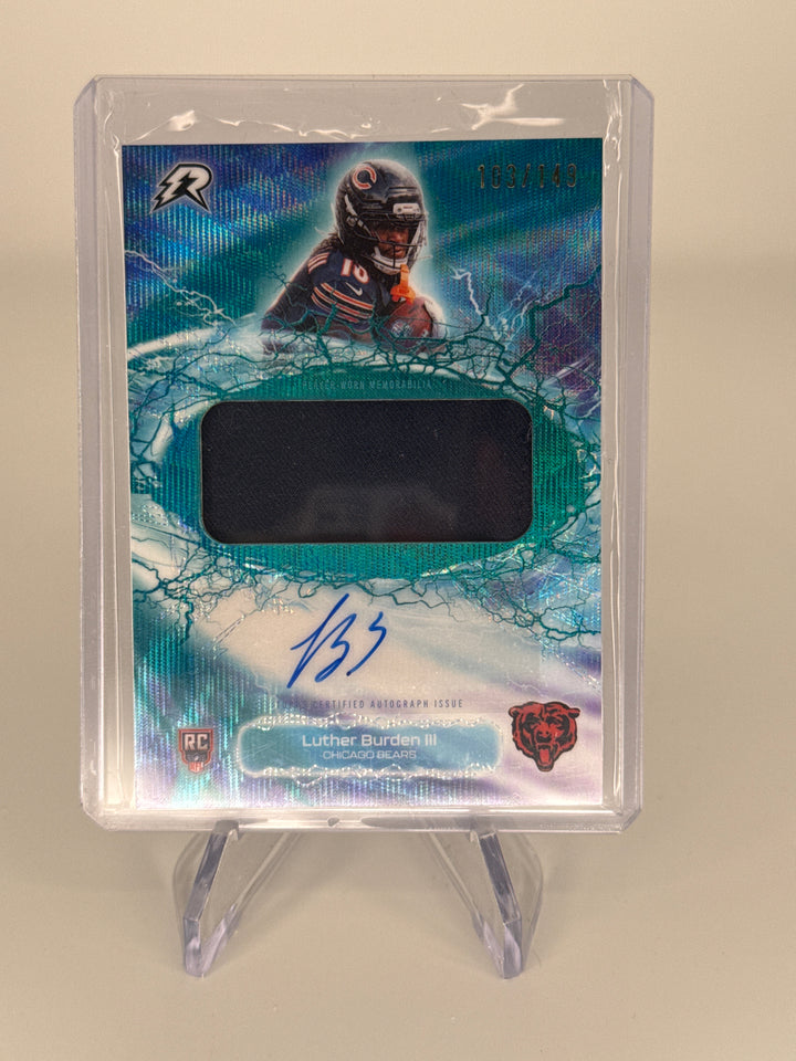 Luther Burden 2026 Topps Resurgence Teal Surge Radial Rookie Patch Auto, 103/149