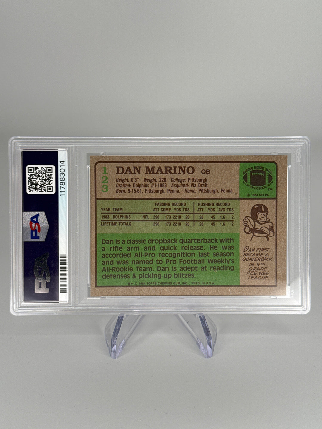 Dan Marino 1984 Topps Rookie Card, PSA 8
