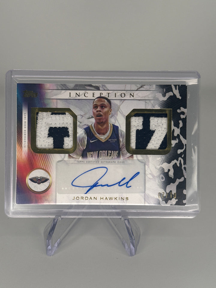 Jordan Hawkins 2026 Topps Inception Franchise Fundamental Auto Dual Relic, 07/10