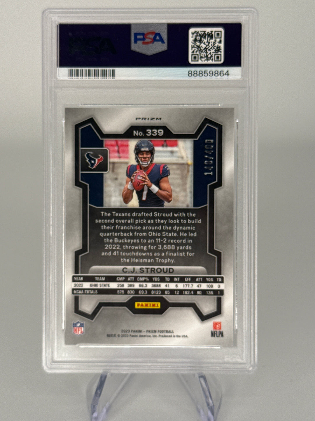 CJ Stroud 2023 Panini Prizm Pandora Rookie, 148/400, PSA 10 Gem Mint