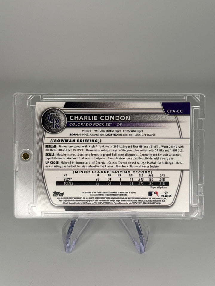 Charlie Condon 2025 Bowman Chrome 1st Auto