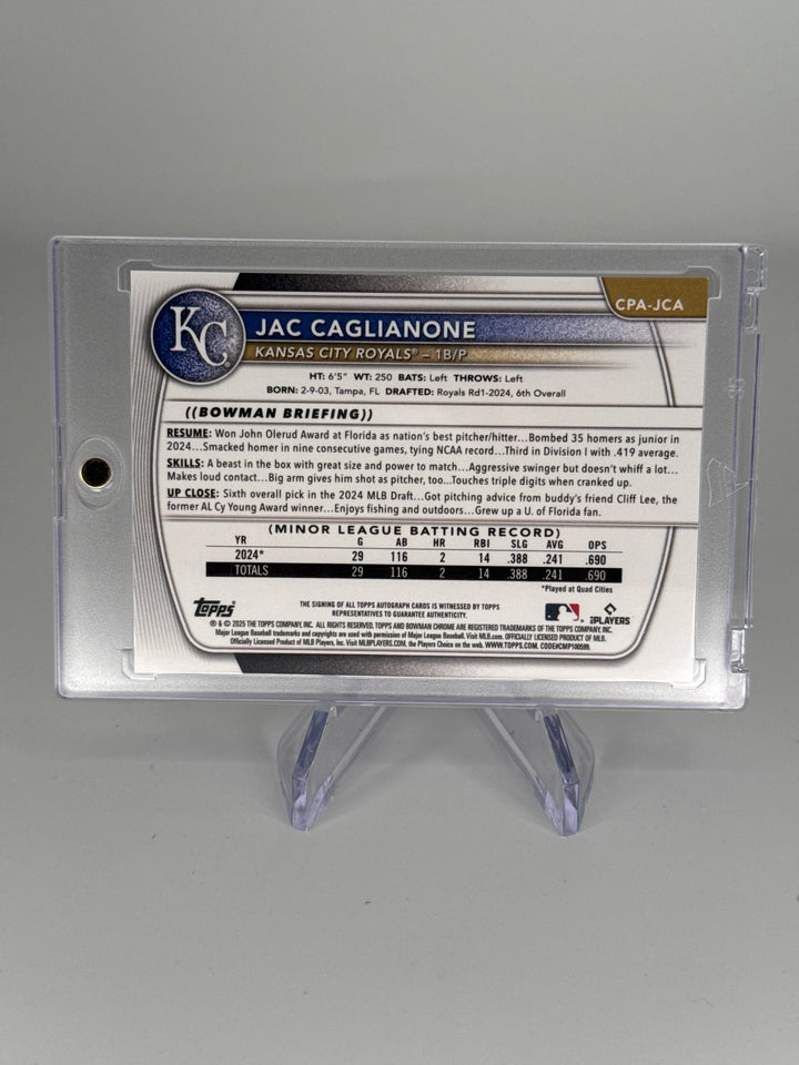 Jac Caglianone 2025 Bowman Chrome Prospect Auto
