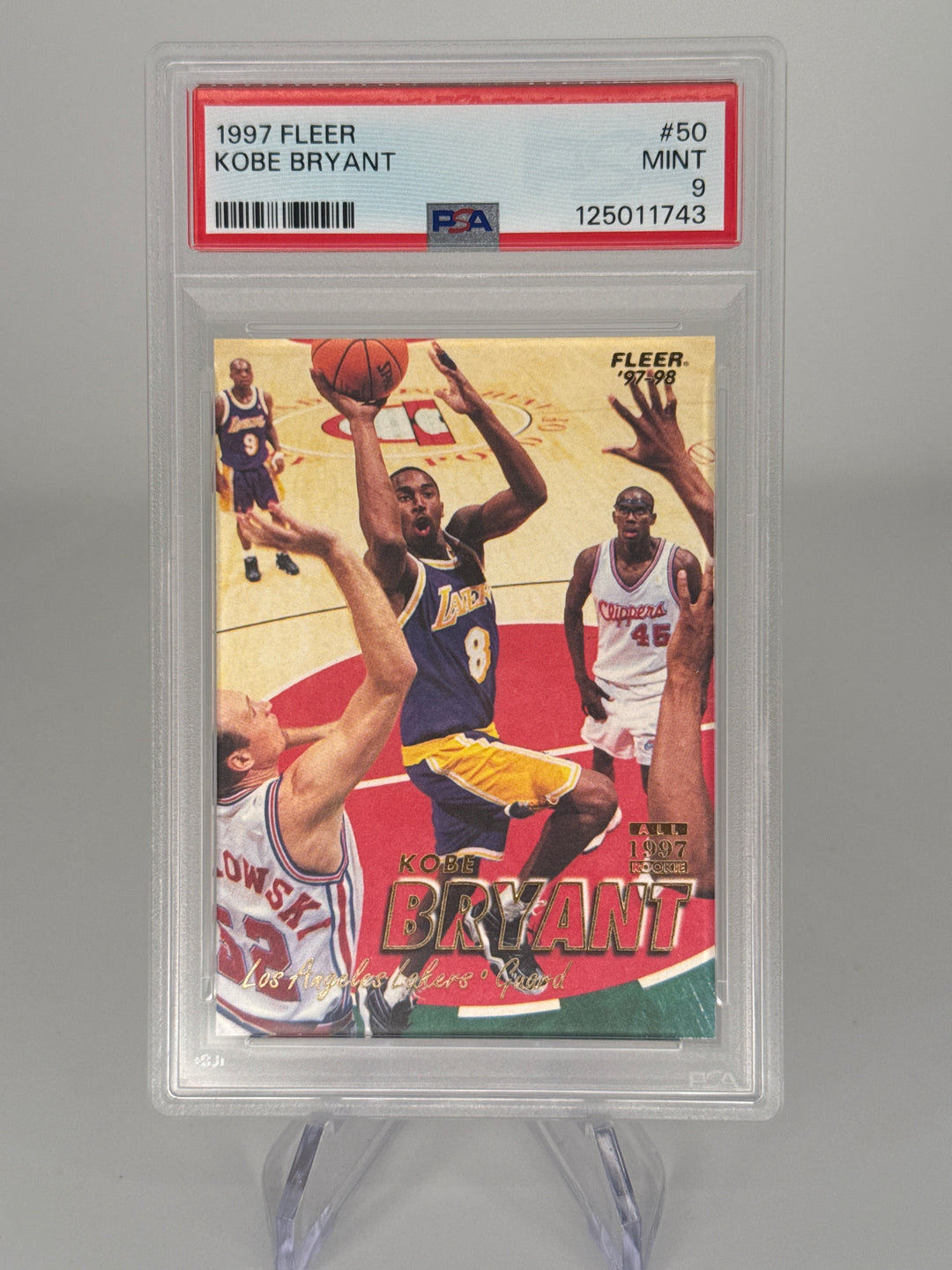 Kobe Bryant 1997 Fleer All Rookie Team, PSA 9 Mint