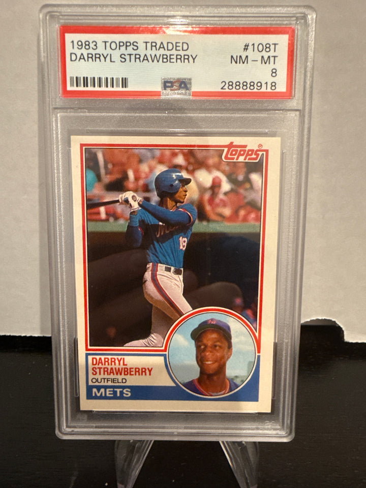 Darryl Strawberry 1983 Topps Traded Rookie, PSA 8