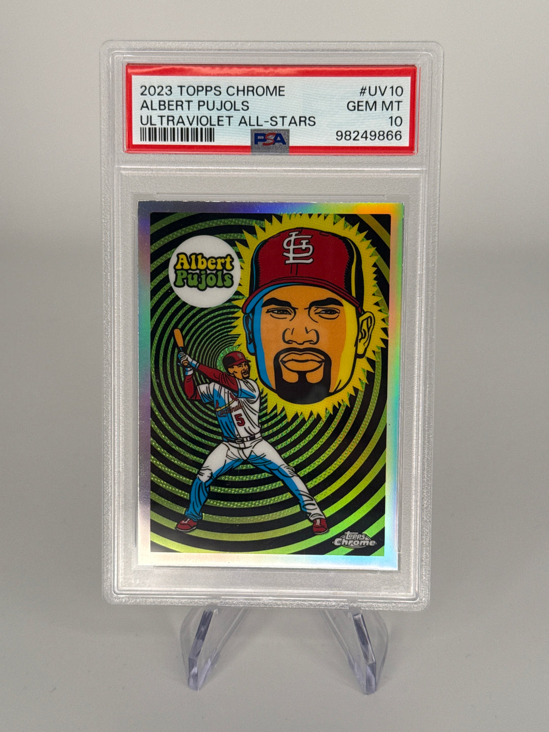 Albert Pujols 2023 Topps Chrome Ultraviolet All-Stars SSP Case Hit, PSA 10 Gem Mint
