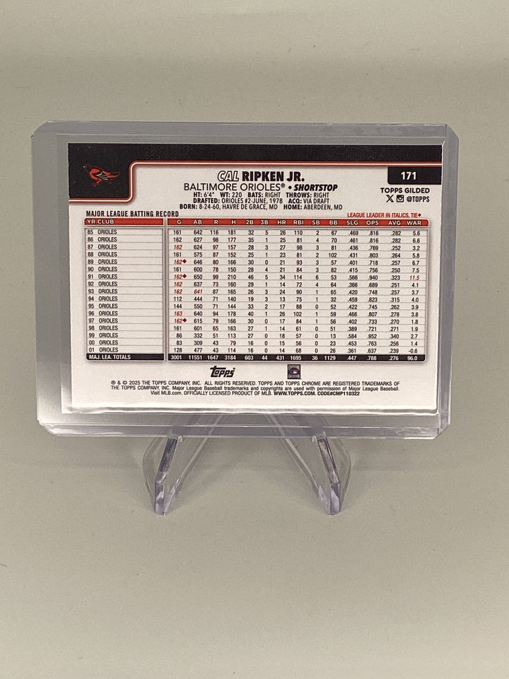Cal Ripken Jr. 2025 Topps Gilded Collection Gold Refractor, 70/99
