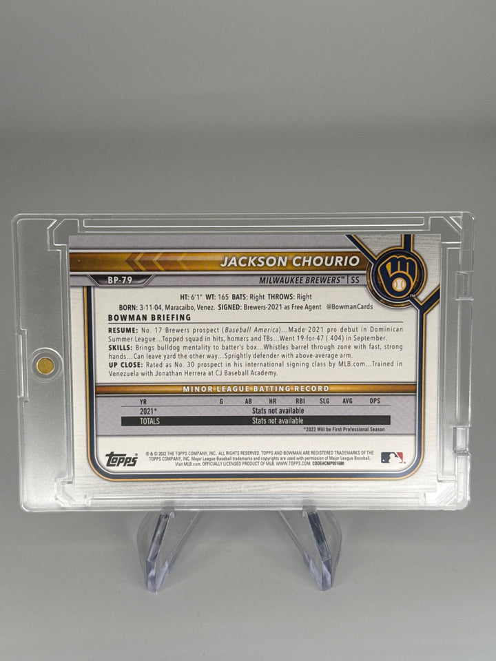 Jackson Chourio 2022 Bowman True Purple Paper 1st, 004/250