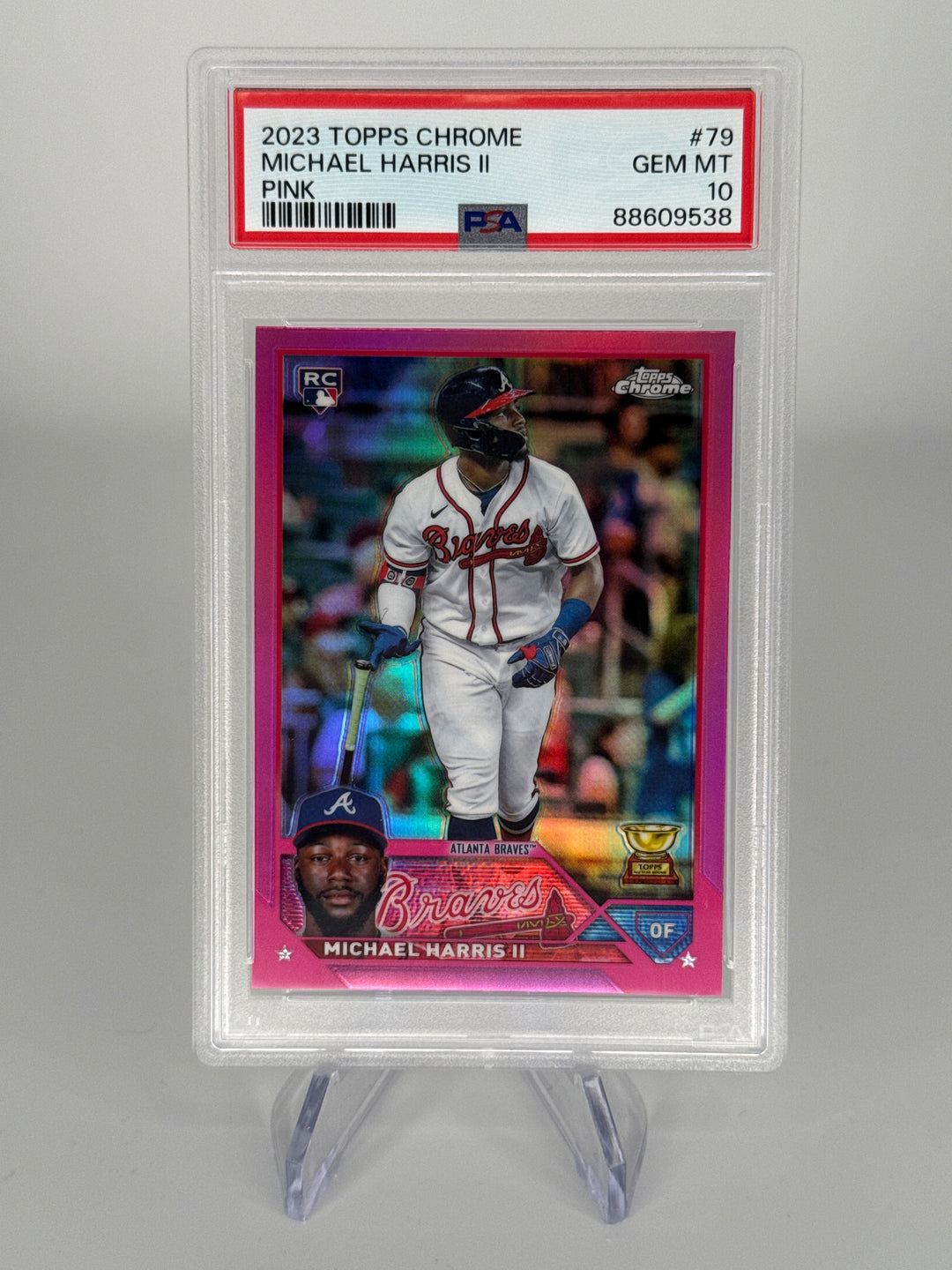 Michael Harris 2023 Topps Chrome Pink Rookie, PSA 10 Gem Mint