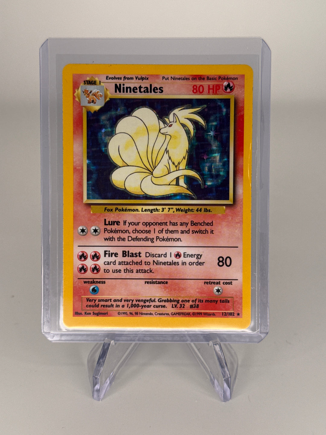 Pokemon TCG 1999 Ninetales Base Set Holo, 12/102