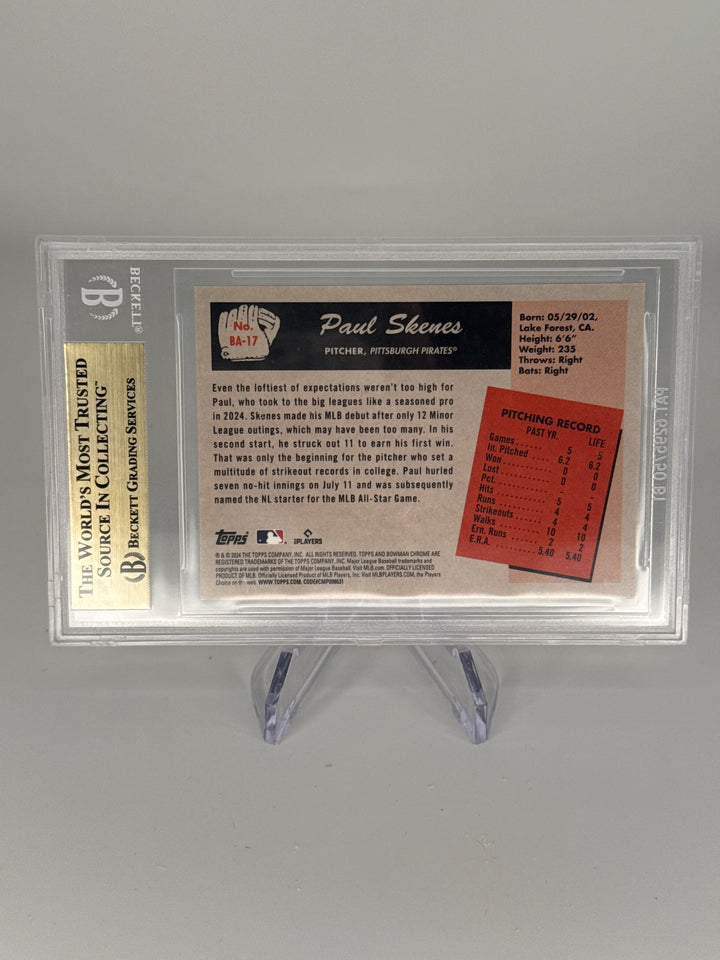 Paul Skenes 2024 Bowman's Best 1955 Bowman Anime SSP Case Hit Rookie Black Refractor, 09/10, BGS 9.5 Gem Mint