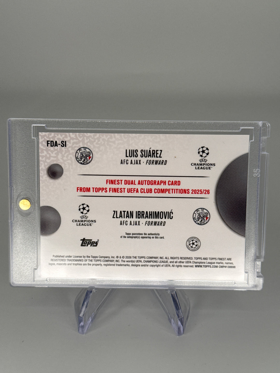 Luis Suarez/Zlatan Ibrahimovic 2026 Topps Finest Black Wave Refractor Dual Auto, 08/10