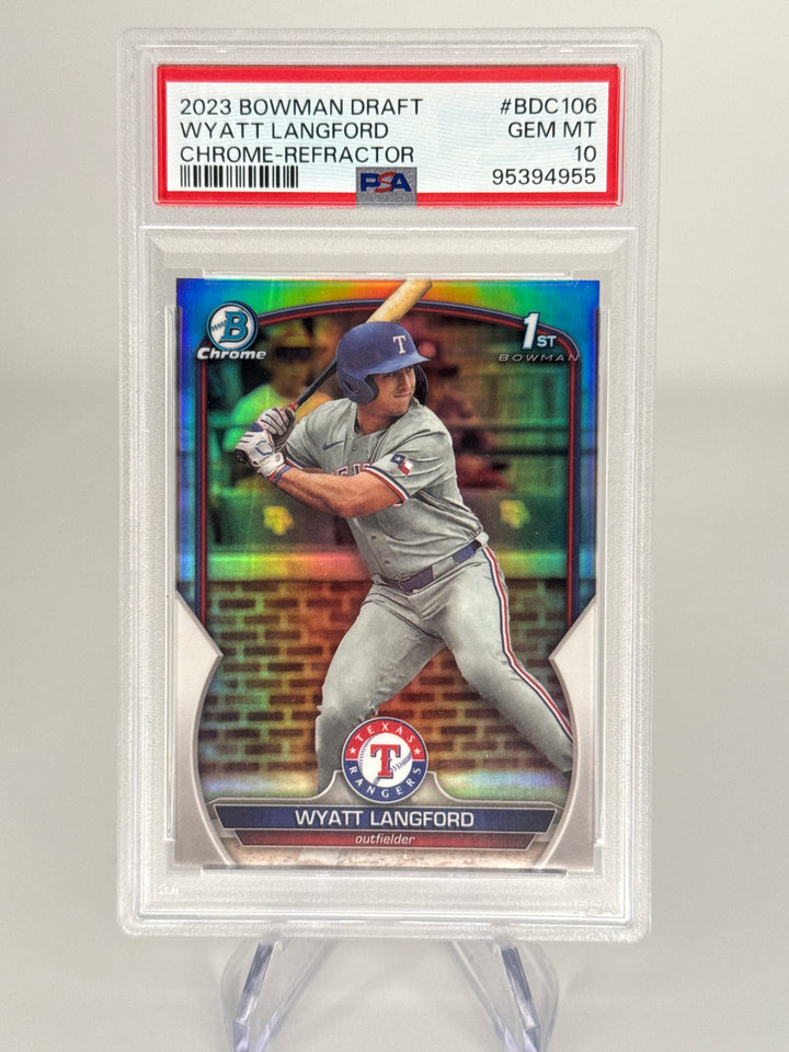 Wyatt Langford 2023 Bowman Draft Chrome 1st Refractor, PSA 10 Gem Mint