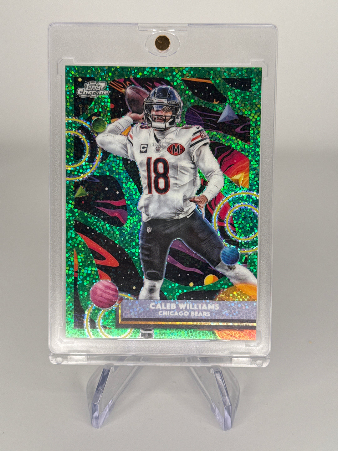 Caleb Williams 2025 Topps Chrome Cosmic Green Space Dust Refractor, 10/75