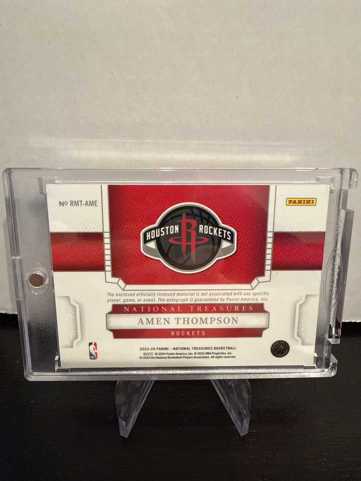 Amen Thompson 2023 Panini National Treasures Rookie Triple Patch Auto, 16/99