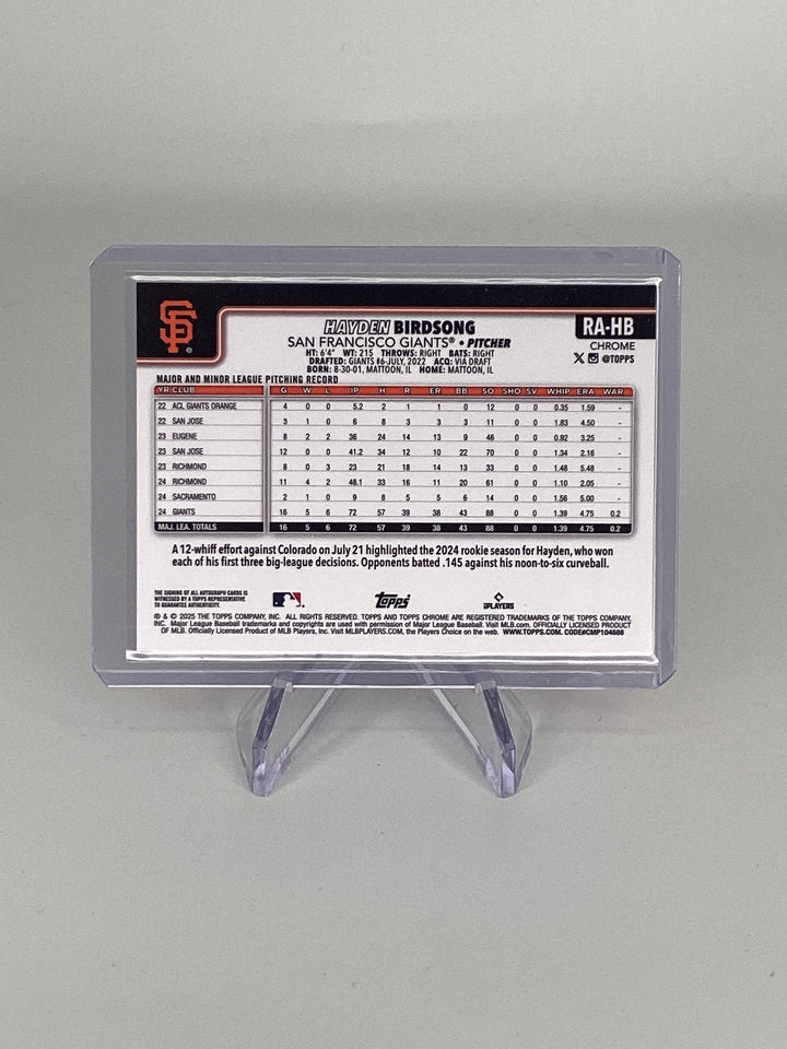 Hayden Birdsong 2025 Topps Chrome Orange Rookie Auto, 11/25