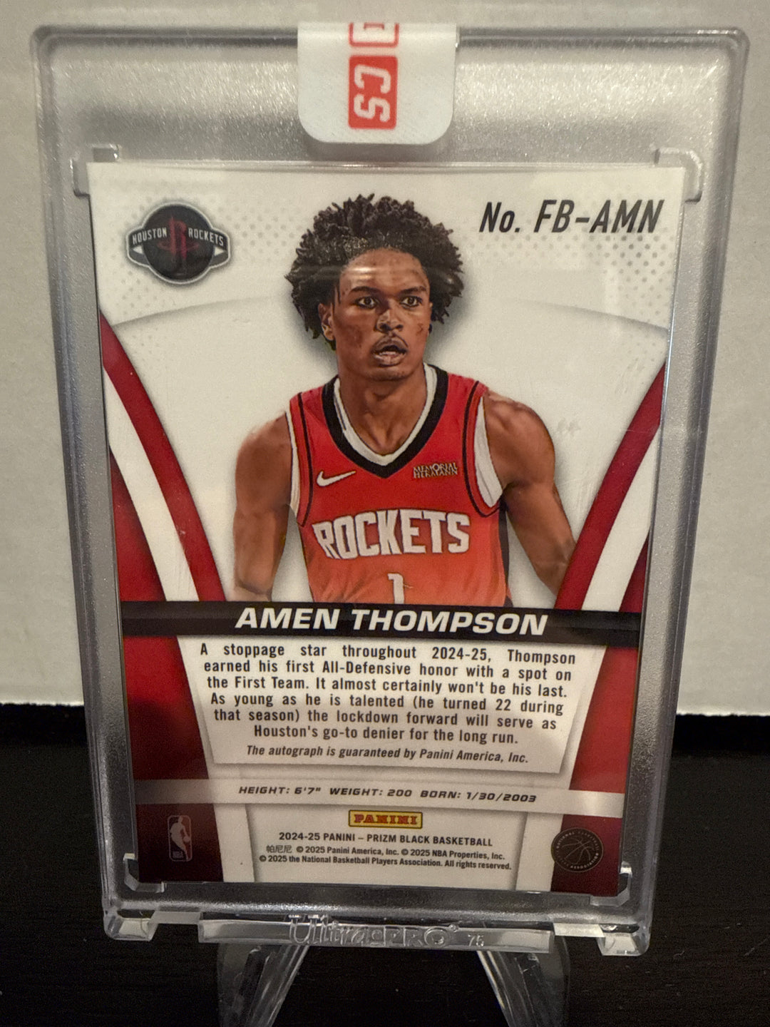 Amen Thompson 2024 Panini Prizm Black Auto