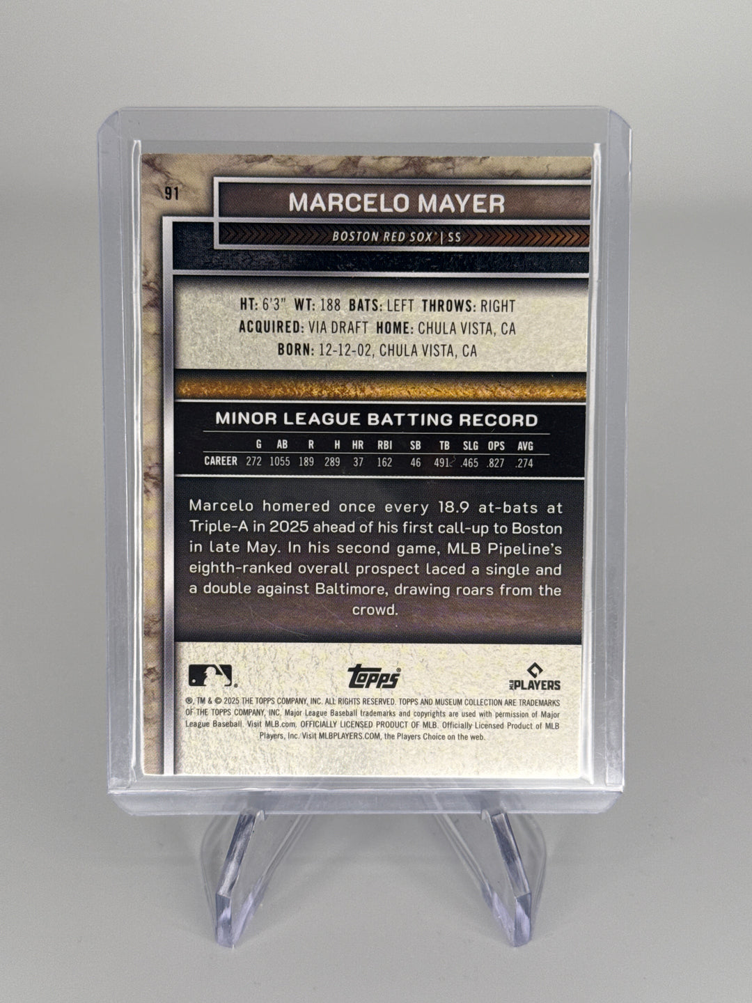 Marcelo Mayer 2025 Topps Museum Collection Blue Topaz Rookie, 09/25