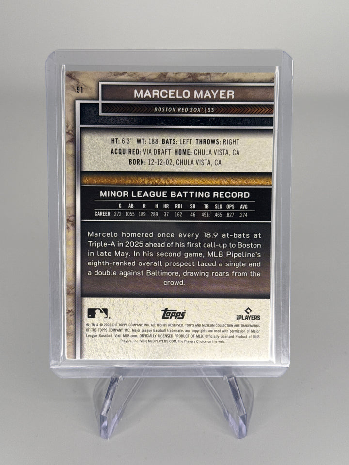 Marcelo Mayer 2025 Topps Museum Collection Blue Topaz Rookie, 09/25