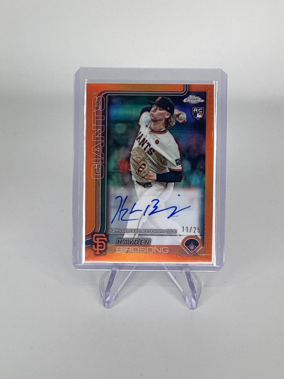Hayden Birdsong 2025 Topps Chrome Orange Rookie Auto, 11/25