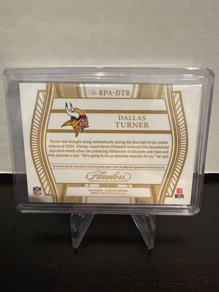 Dallas Turner 2024 Panini Flawless Rookie Patch Auto, 03/10