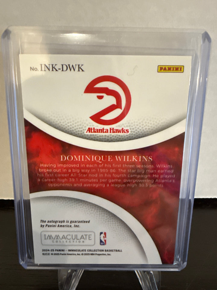 Dominique Wilkins 2024-2025 Panini Immaculate Ink Auto, 32/99