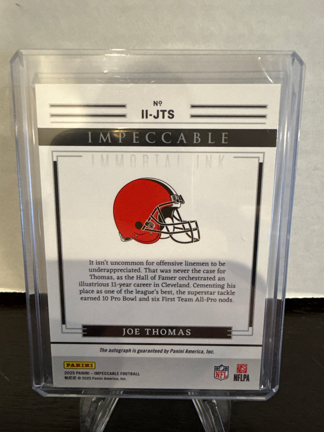 Joe Thomas 2025 Panini Impeccable Imortal Ink Auto, 41/75