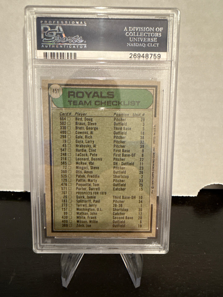 1979 Topps Royals Team, PSA 8