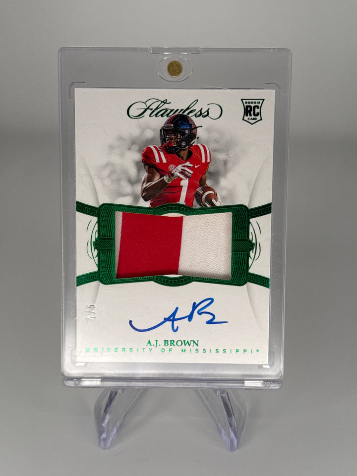 AJ Brown 2019 Panini Flawless Collegiate Rookie Patch Auto Emerald, 4/5