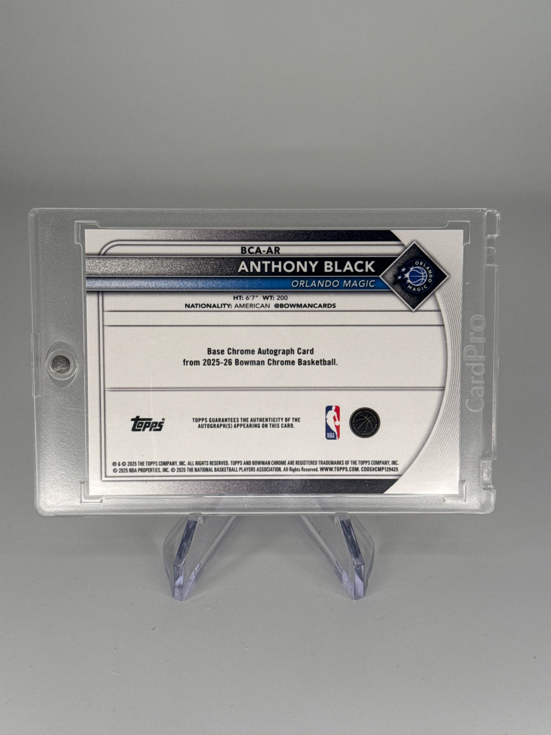 Anthony Black 2025 Bowman Chrome Red Refractor Auto, 4/5