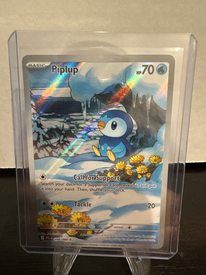 Pokemon TCG 2025 Piplup Phantasmal Flames Full Art Illustration Rare, 098/094