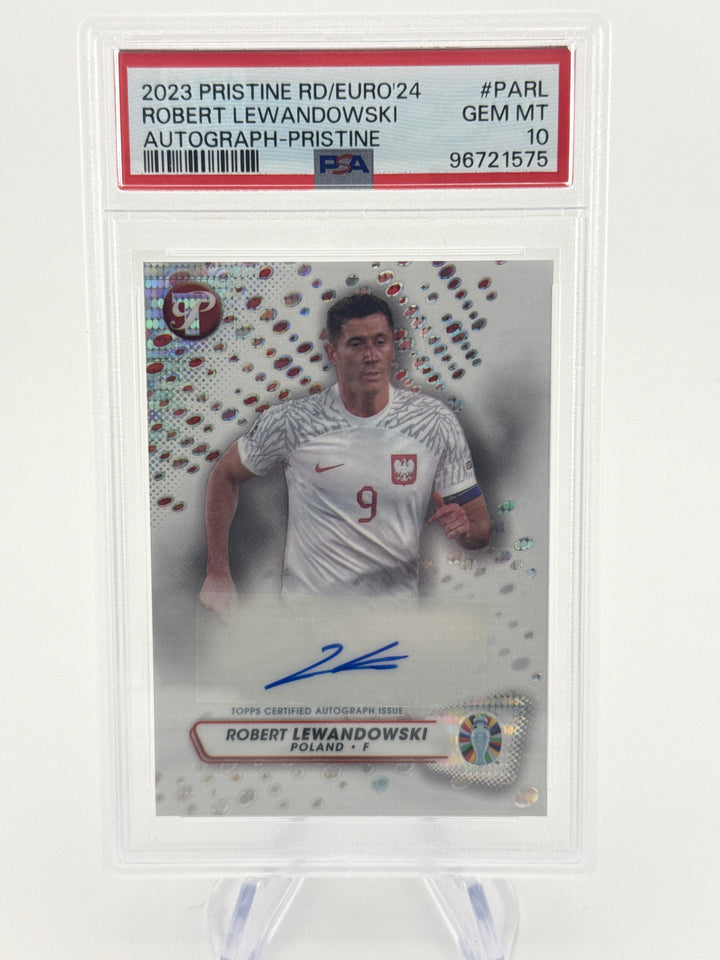 Robert Lewandowski 2023 Topps Pristine Euro 2024 Pristine Auto, 24/99, PSA 10 Gem Mint