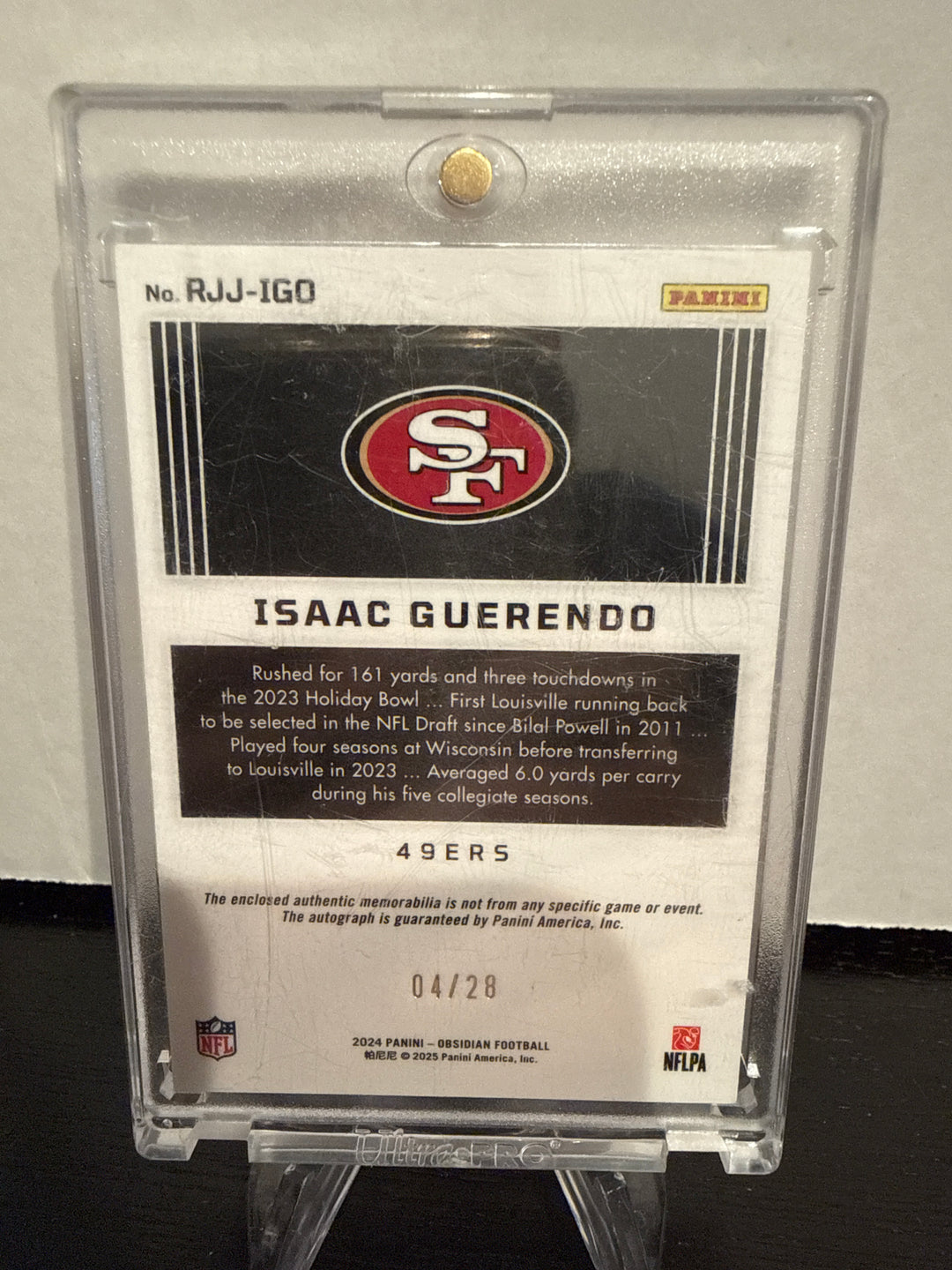 Isaac Guerendo 2024 Panini Obsidian Rookie Patch Auto, 04/28