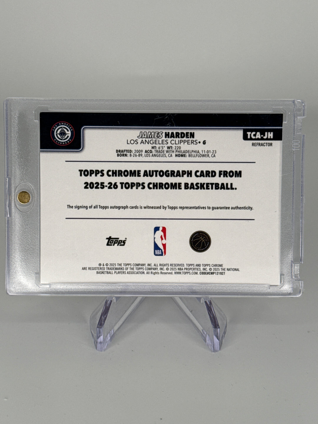 James Harden 2025 Topps Chrome Refractor Auto