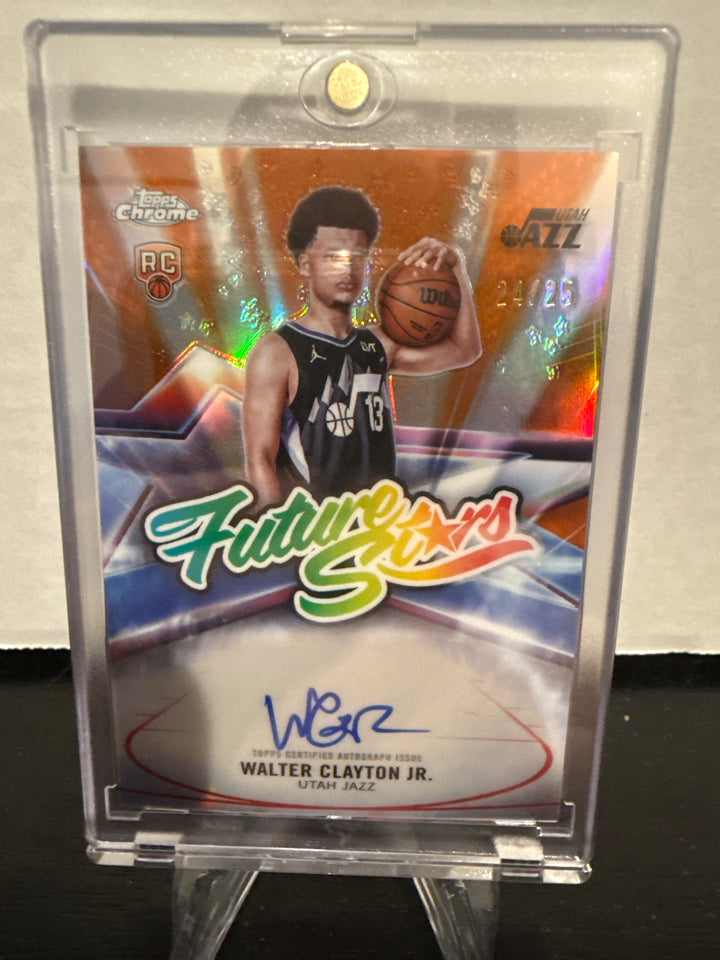 Walter Clayton Jr 2025 Topps Chrome Future Stars Orange Refractor Rookie Auto, 24/25